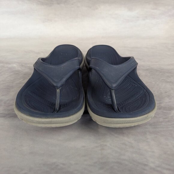 Crocs flip flops size 7 navy/gray - Picture 2 of 7